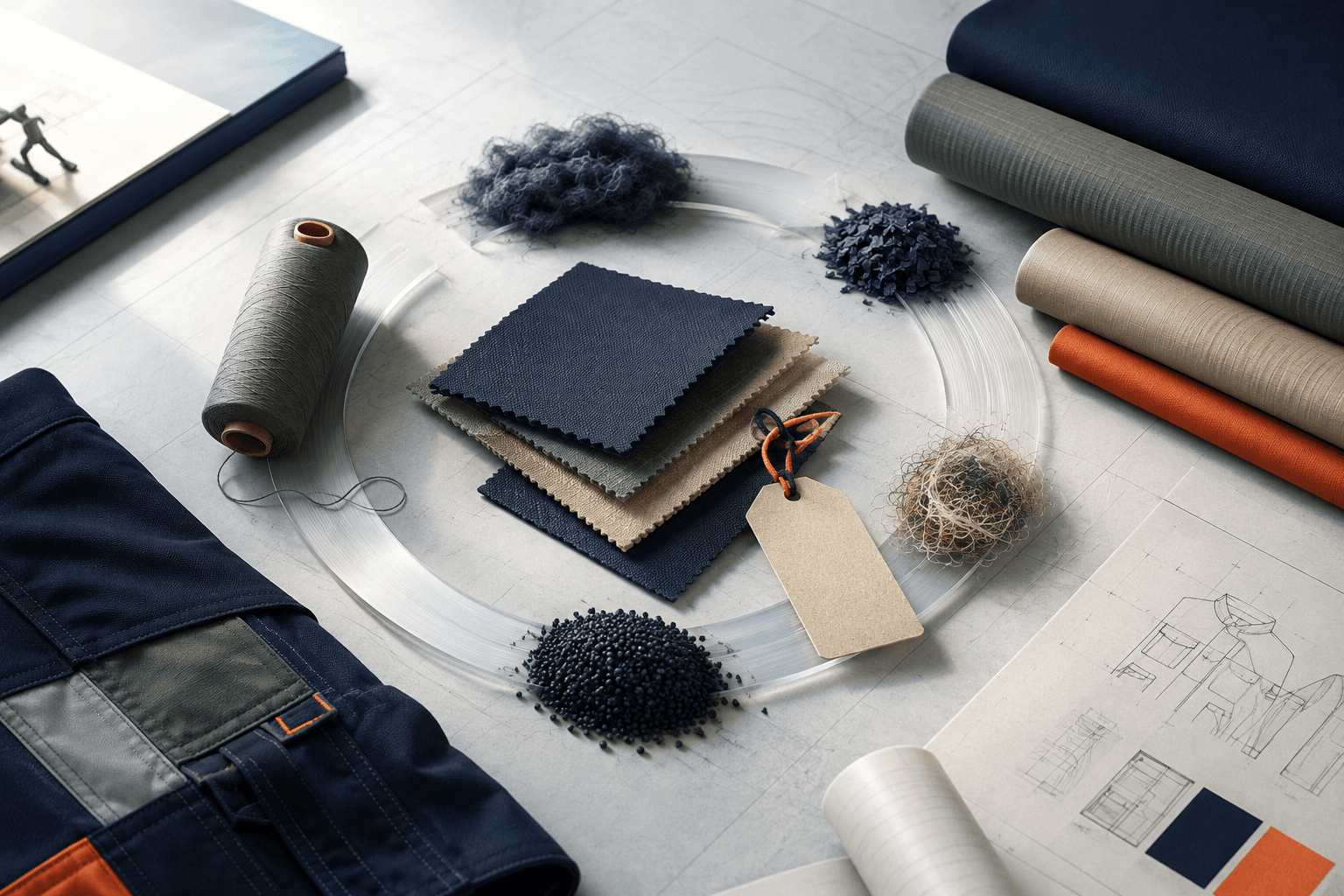 Editorial illustration for Workwear supply chains under green-manufacturing guidance: keep environmental and quality evidence distinct; it does not depict the source organization, event, or project.