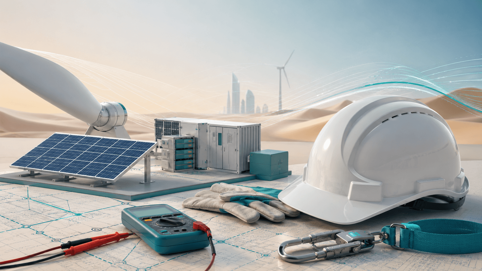 Editorial illustration for World Future Energy Summit 2026: Abu Dhabi future-energy event information review; it does not depict the source organization, event, or project.